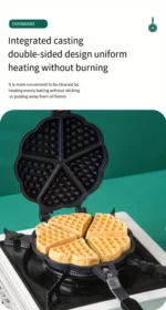Heart Shaped Waffle Cake Mold Pot Non Stick Double Side Biscuits Muffin Mould Pot Bakeware Easy Breakfast Cooking for Household - Image 12