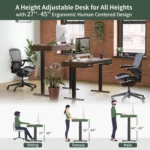 Mid Century Modern Standing Desk with 3 Drawers, 55 x 26 Inches Whole-Piece Sit Stand Up Desk for Home Office,,Customized