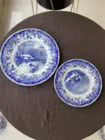 American country style winter snow scenery, glazed color steak, pasta, dinner plate, afternoon tea, coffee cup, plate – top