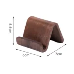 2-in-1 Solid Wood Phone Stand - Black Walnut Business Card Display Rack for Home Office Desk Decor – angled view