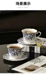 Ceramic Coffee Cup English style blue and white porcelain coffee cup with dish set Ceramic retro European afternoon tea mug