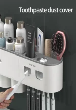 Magnetic Toothbrush Holder Storage Rack Automatic Toothpaste Dispenser Wall-Mounted Waterproof Bathroom Storage Accessories