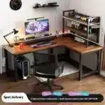 47 in Computer Desk with Drawer, Storage Cabinet Shelve, L Shape Home Office Reversible Study Table, Wood Executive Writing