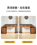 Goldoma ash wood dressing table with mirror and six drawers in a bedroom setting