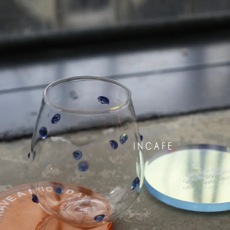 Colorful Stones Dots Glass Cup High Borosilicate Glass Transparent Drink Water Cup Milk Coffee Juice Glass