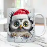 3D cute owl mug 11oz creative coffee mug bird lover friends christmas gift mug home juice cup – angled view