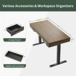 Mid Century Modern Standing Desk with 3 Drawers, 55 x 26 Inches Whole-Piece Sit Stand Up Desk for Home Office,,Customized
