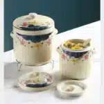 Ceramic Stew Pot Japan Plum Blossom Stew Bowl Double Lid Stewed Bird's Nest Steamed Egg Double Handle Egg Cup Kitchen