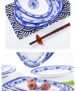 Melamine Chinese Style Blue and White Porcelain Tableware Creative Oval Dinner Plate – close-up detail