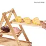 Wooden Three-Layer Serving Trays, Cupcake Stand, Fruit Cake Stand, Dessert Serving Tray, Detachable Rectangle Platter, 3
