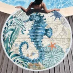 Sea Turtle Round Beach Towel Undersea World Thick Shower Bath Towels Microfiber Summer Swim Circle Yoga Mat With Tassels - Image 5