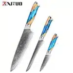 XITUO Damascus Kitchen Knife Set HighQuality 1-7PC Japanese VG10 Steel Chef Knife Cleaver Santoku Boning Fruit Knife Blue