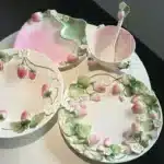 Strawberry Series Relief Ceramic Tableware Dim Sum Plate – close-up detail