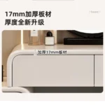 Modern white wood dressing table with mirror and three drawers in bedroom setting