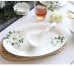 Bone China Dinnerware, Household Ceramic Rice Bowl, Deep Dishes, Soup Pots, Steak Flat Plate, Delicate Floral Tableware – in