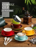 Creative Color 150ml Espresso Cup with Saucer Home Dessert Plate Tea Cup Couple Mug Gift Office Mug Tabletop Decoration