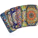 vancasso 6/12 Piece Porcelain Rectangular Serving Plates Bohemian 8.5inch Dinner Plates Set for Beef/Food/Noodles/Pasta 6