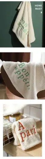 INS Texture Square Towel Quick Dry Letter Embroidery Hand Towel Soft Water Absorption Hand Towel for Kitchen Bathroom