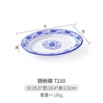Melamine Chinese Style Blue and White Porcelain Tableware Creative Oval Dinner Plate – side view