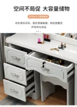 Goldoma LED dressing table with mirror and stool in a modern bedroom – stylish wooden makeup vanity with 2 drawers