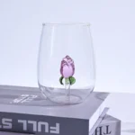 Colorful Stones Dots Glass Cup High Borosilicate Glass Transparent Drink Water Cup Milk Coffee Juice Glass – angled view