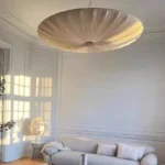 Handcrafted wabi sabi pendant light in a cozy living room