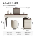 Corner Dressing Table with Mirror and Stool – White Vanity Makeup Desk – in a cozy room setting