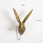 Wall Decoration Resin Imitation Copper Animal Deer Head Wall Storage Hook Wall Hanging Indoor Fireplace Office Decor