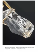 Modern crystal pendant lamp illuminating a dining room with elegant light refraction