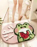 40*60cm Bath Mat Cute Pink Cartoon Frog Bathroom Carpet Bathtub Entrance Waterproof Slip-resistant Foot Mats Toilet Shower