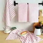 1Pc 50x70cm White Red Plaid Striped Cotton Tea Towel Kitchen Table Napkin Cleaning Cloth Xmas New Year Decor – close-up