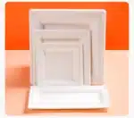 50pcs Degradable Square 6/8/10 Inch Disposable Paper Plate Thick Cake Tray for Baking Barbecue Party Tableware Fruit Snack