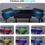 Aero 72 Inch Gaming Desk with Keyboard Tray, Large Computer Desk Led Lights, Wing-Shaped Monitor Stand , Customized – base