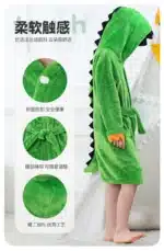 Blue Dinosaur Bath Robe for Boys 3 4 5 6 7 8 9 10 11 12 Years Shark Kids Bath Towel Robe Kigurumi Winter Baby Girls Bathrobe