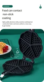 Heart Shaped Waffle Cake Mold Pot Non Stick Double Side Biscuits Muffin Mould Pot Bakeware Easy Breakfast Cooking for Household - Image 11