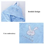 100% Cotton Children Hooded Bathrobe Cartoon Rabbit Cute Soft Warm Solid Belted Robes for Kids – base detail