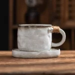 Japanese Ceramic Coffee Mug Saucer Vintage Stoneware Breakfast Oat Mug Creative Afternoon Camellia Flower Tea Cup Home Water