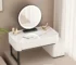 Modern minimalist dressing table with storage shelf in white finish