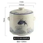Ceramic Stew Pot Japan Plum Blossom Stew Bowl Double Lid Stewed Bird's Nest Steamed Egg Double Handle Egg Cup Kitchen