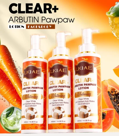 LKIAE Clear Arbutin Pawpaw Whitening Body Lotion, Moisturizing Cream, Improve Rough Skin, Remove Dark Spots, Melanin