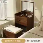Compact LED Makeup Vanity Desk with Stool and Mirror
