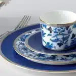 European Klein blue hibiscus bone porcelain plate ins wind European household high-end tableware housewarming gift box