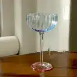 Colorful Glass Vertical Stripes Petal Shaped Glasses Goblet Grape Wine Glass Red Wine Glass Dessert Glass Bowl