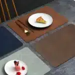 Luxury Placemat Leather Waterproof Double Layer Cowhide Western Food Mat Hotel Insulation Mat Placemats for Dinning Table