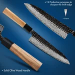 Damascus Steel Japanese Kitchen Knife, PRO Chef Knife, Handmade – in a cozy room setting