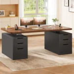 Electric Standing Desk with 6 Drawers, 55" Adjustable Stand up Desk with Storage, Computer Desks with Power Outlets,