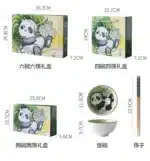 Creative Panda Tableware Set Cartoon Ceramic Tableware Gift Box – close-up detail