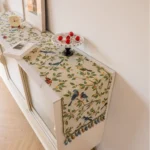 Table Runner Vintage Colored Jacquard Diamond Shaped Geometric Tassel Tea Flag Dining Flag Long Strip Thickened – side view