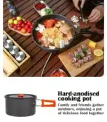 Aluminum Outdoor Camping Cookware Set, With Mesh Bag Folding Cookset Camping Kitchen Cooking Teapot and Pans Equipment