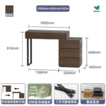 Italian minimalist dressing table with mirror and stool in black finish for bedroom